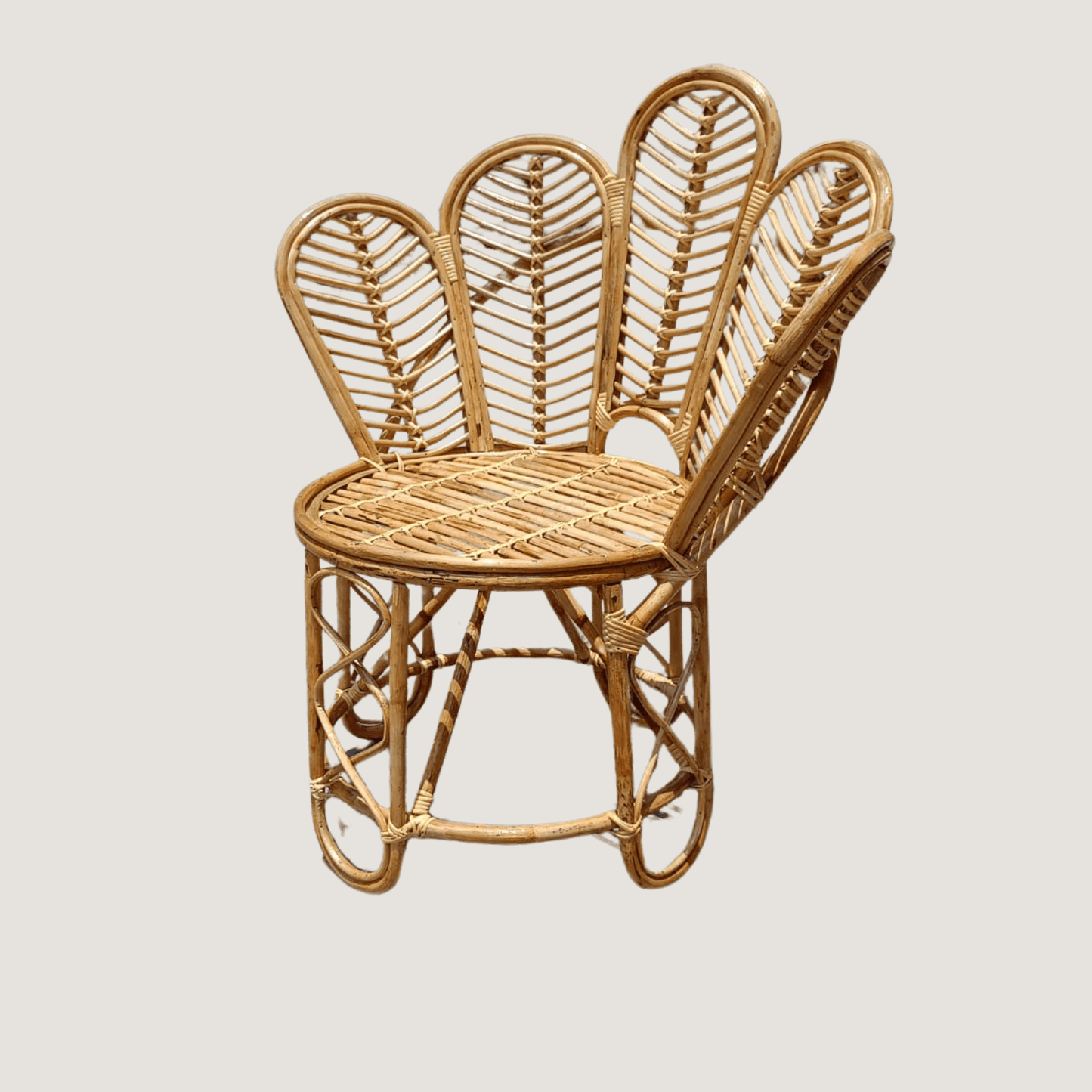 Leaf Design Bamboo Cane Chair for Kids Room, with Cushion - swadeshibamboo