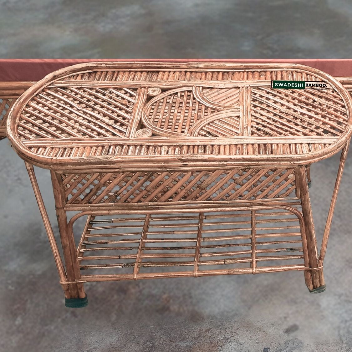 Swadeshi Bamboo Cane Wicker Center Table | Tea, Coffee Table for Home, Balcony, Office, Room, Garden, and Balcony