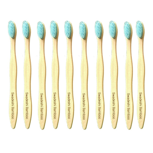 Wooden Bamboo Toothbrush | Pack of 10 | Ultra-Soft Bristles | BPA Free | Biodegradable and Compostable - swadeshibamboo