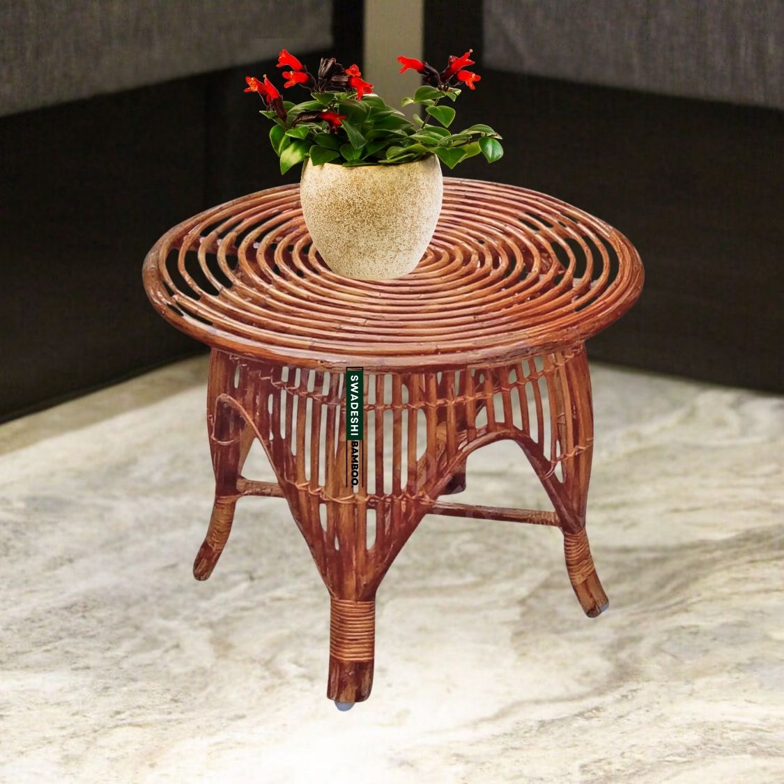 Cane Wicker Bamboo Center Table | Tea, Coffee Table for Home, Balcony, Office, Room, Garden, and Balcony