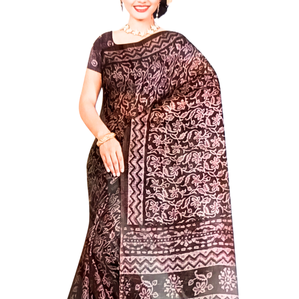 Brown Color Women's Khadi Saree With Blouse Piece