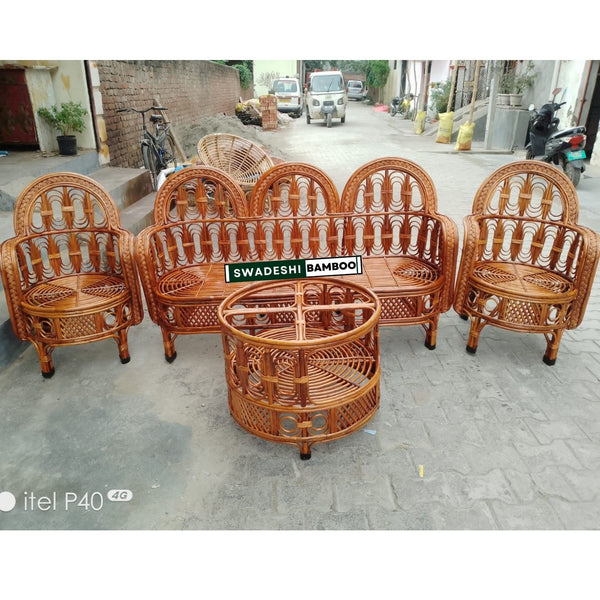 Bamboo 5 Seater Designer Sofa Set with table