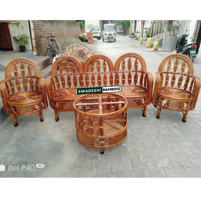 Bamboo 5 Seater Designer Sofa Set with table
