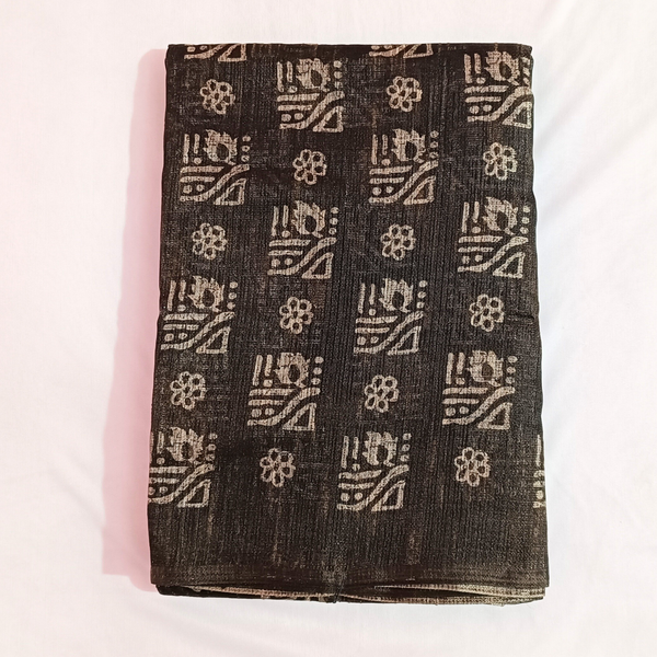Women's Handloom Khadi Saree With Blouse Piece (Dark Brown)