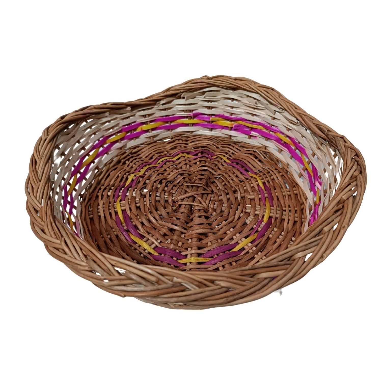 Round Designer Bamboo Multipurpose Handmade Eco Friendly Basket - swadeshibamboo