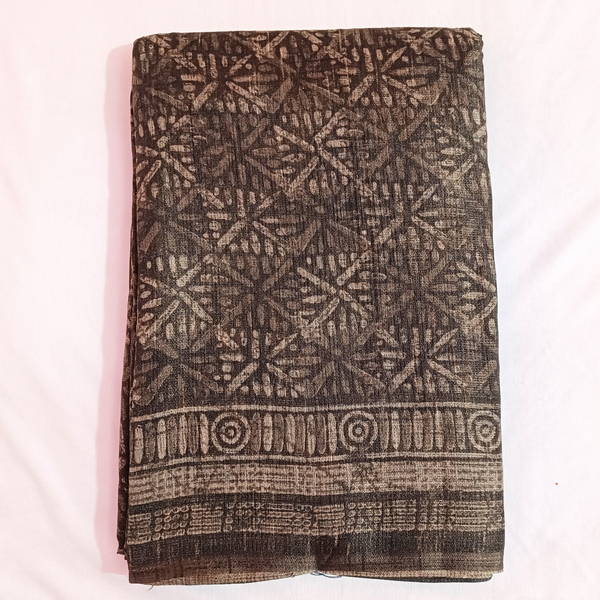 Brown Bamboo Khadi Cotton Saree with Blouse