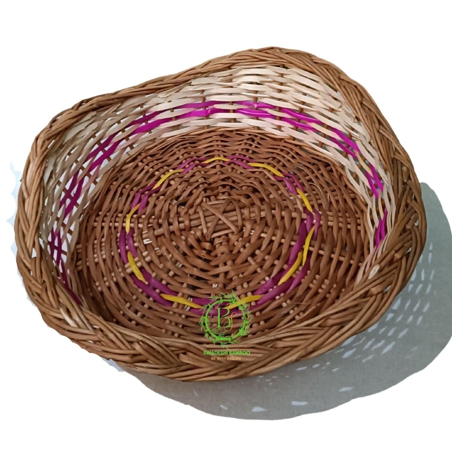 Round Designer Bamboo Multipurpose Handmade Eco Friendly Basket - swadeshibamboo