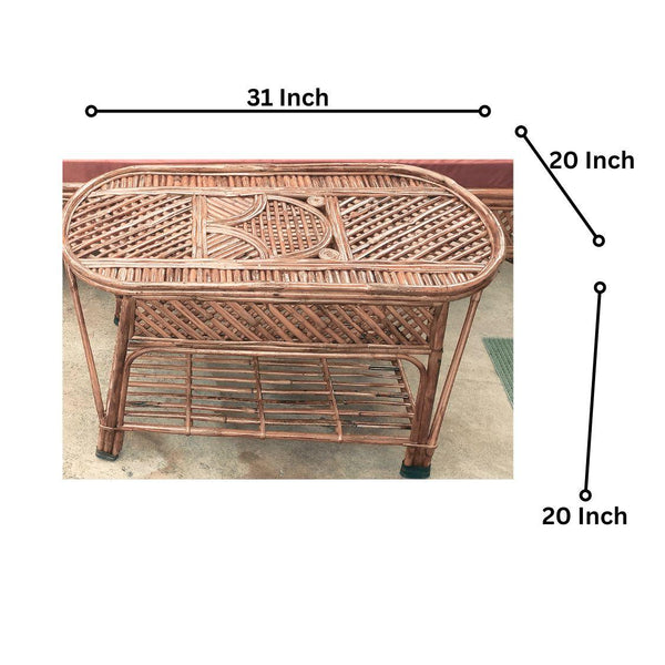 Swadeshi Bamboo Cane Wicker Center Table | Tea, Coffee Table for Home, Balcony, Office, Room, Garden, and Balcony - swadeshibamboo