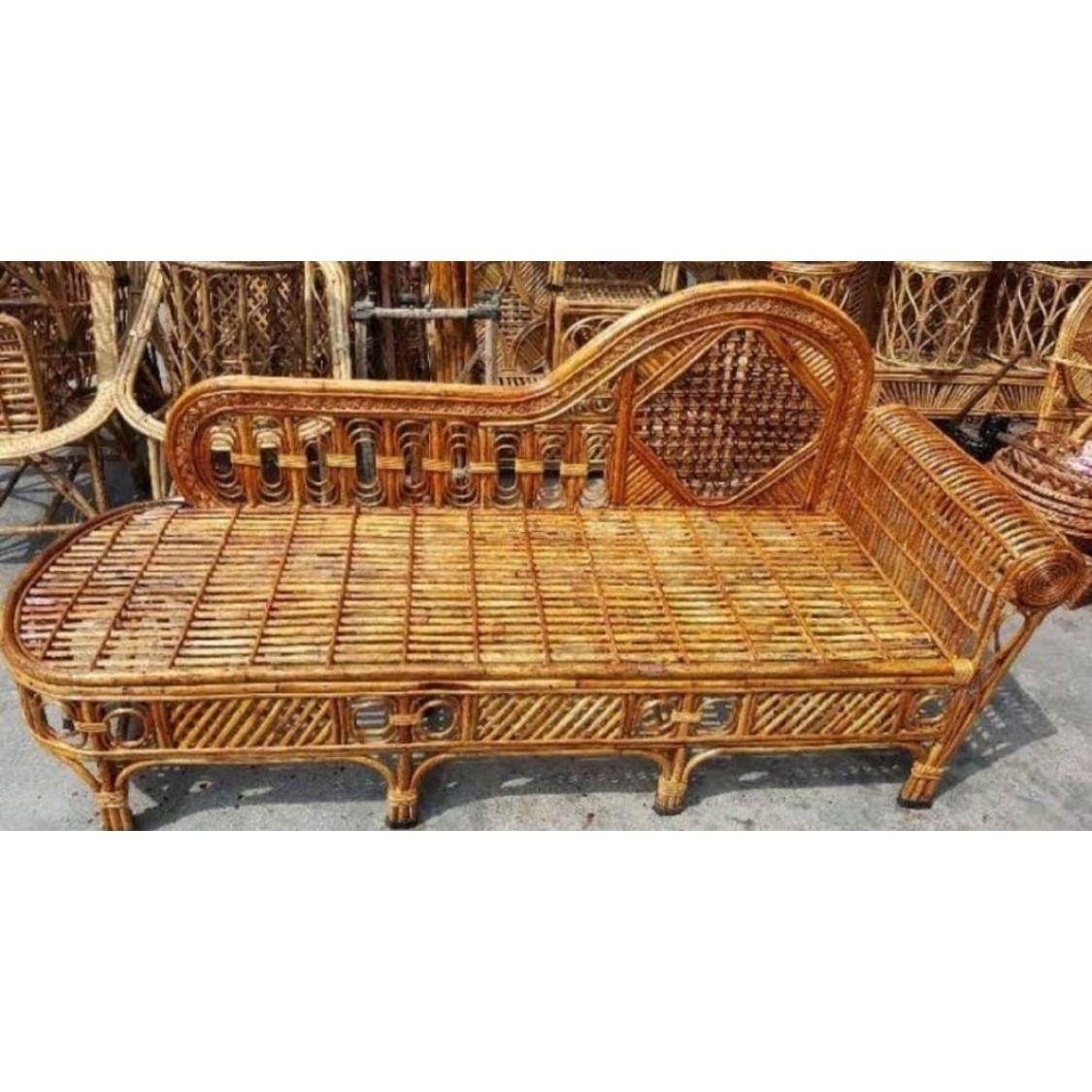 Cane Couch Diwan Sofa Settee for Living Room, Garden and Office - swadeshibamboo