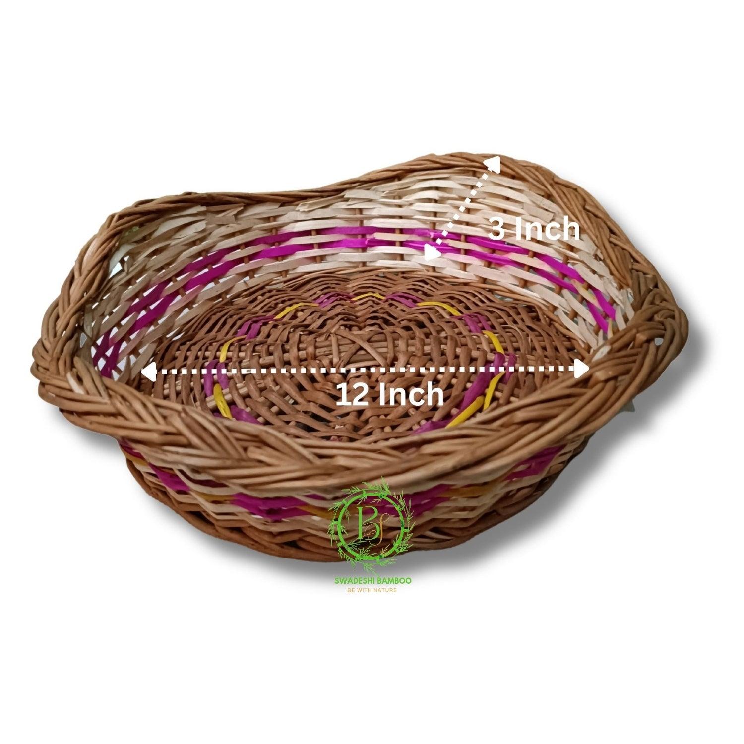 Round Designer Bamboo Multipurpose Handmade Eco Friendly Basket - swadeshibamboo