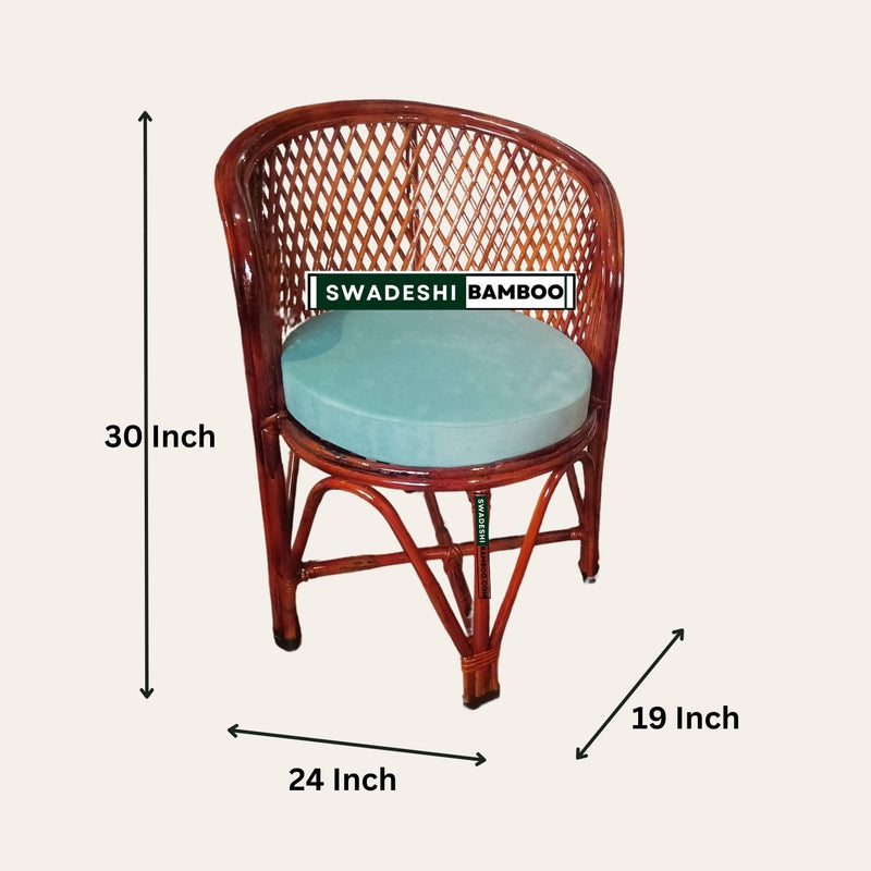 Bamboo Cane Rattan Arm Jali Chair for Home, Office (Set of 2 chair with table)