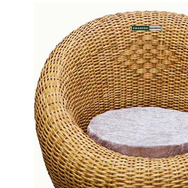 Cane Rattan Bamboo 5 Seater Bunai Apple Sofa Set For Home and Garden