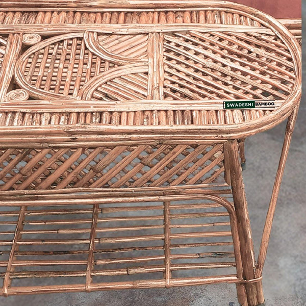 Swadeshi Bamboo Cane Wicker Center Table | Tea, Coffee Table for Home, Balcony, Office, Room, Garden, and Balcony - swadeshibamboo