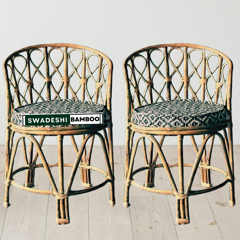 Bamboo Arm Back mudda Chair(Set of 2) for Restaurant, Hotel, Garden