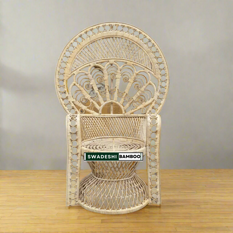 Bamboo Cane Peacock Maharaja Chair