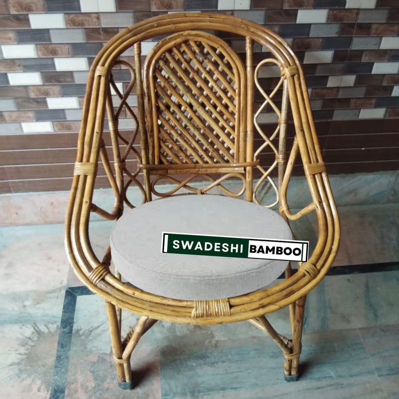 Perambu Chair Bamboo Cane Rattan arm Designer Chair for Home Garden & Balcony ...