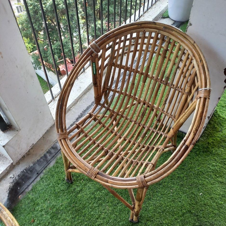 Swadeshi Bamboo Cane Rattan circle Designer Chair(Set of 1) for Home, Office, Restaurant, Hotel, Garden & Balcony - swadeshibamboo