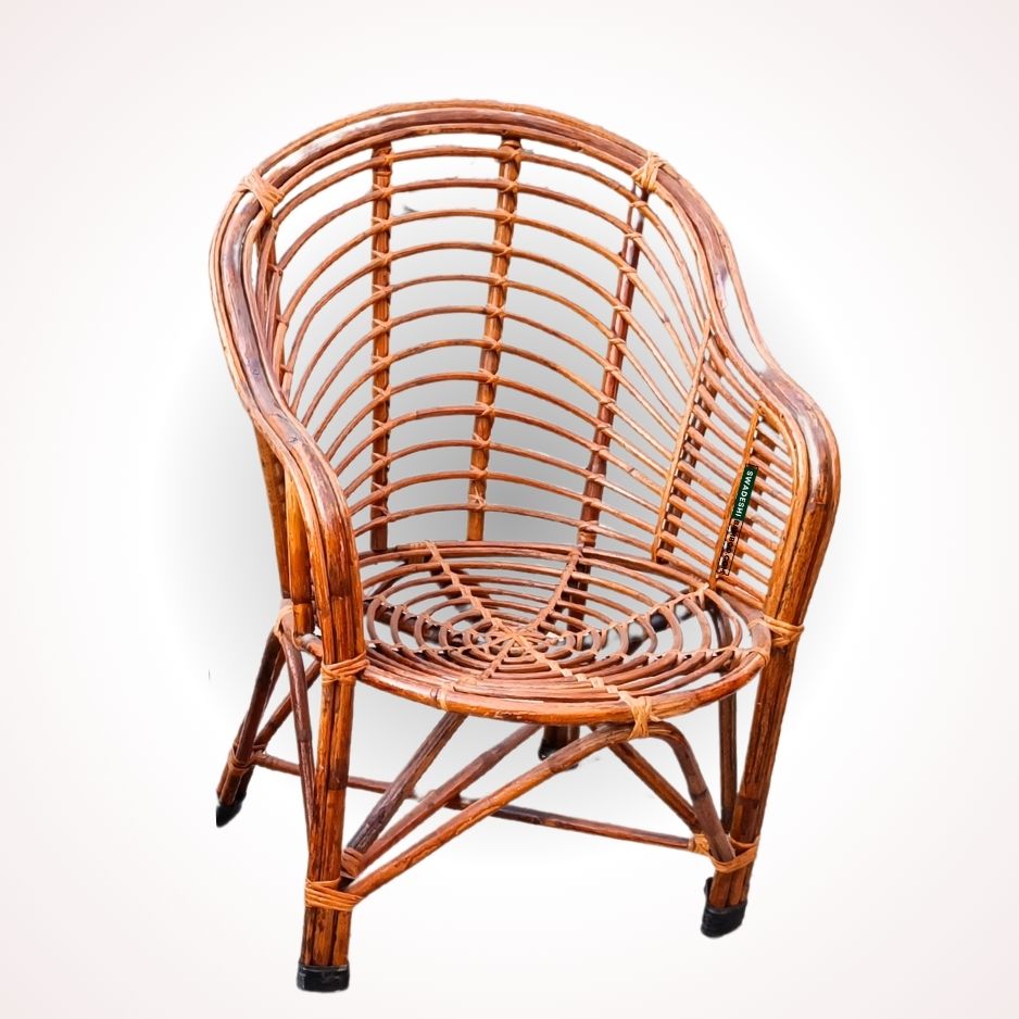 Swadeshi Bamboo Cane Rattan Arm Designer Heena Chair (Set of 1) for Home, Office, Restaurant, Hotel, Garden & Balcony