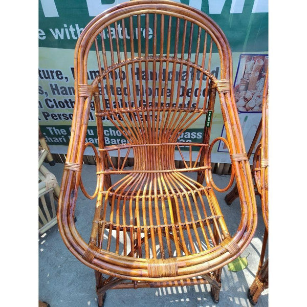 Swadeshi Bamboo Cane Rattan Arm Queen Chair (Set of 2) for Home, Office, Restaurant, Hotel, Garden & Balcony - swadeshibamboo