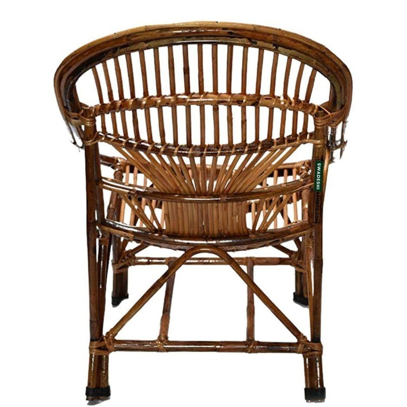 Swadeshi Bamboo Cane Rattan Arm Queen Chair (Set of 2) for Home, Office, Restaurant, Hotel, Garden & Balcony - swadeshibamboo