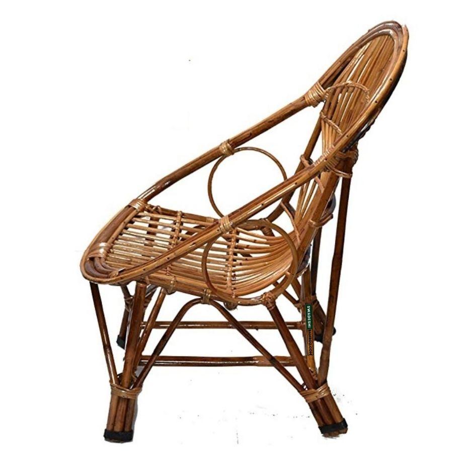 Swadeshi Bamboo Cane Rattan Arm Queen Chair for Home, Office, Restaurant, Hotel, Garden & Balcony (Set of 2 chair with table) - swadeshibamboo