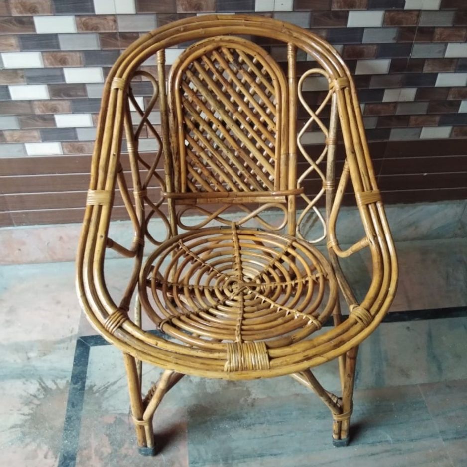 Swadeshi Bamboo Cane Rattan arm Designer Chair (Set of 2) for Home, Office, Restaurant, Hotel, Garden & Balcony