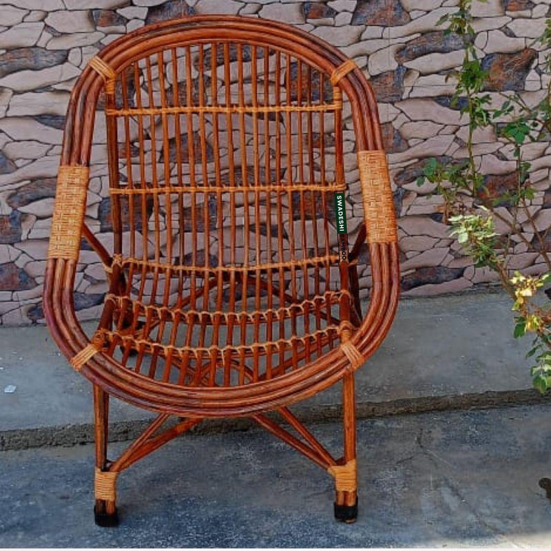 Swadeshi Bamboo Cane Rattan Arm Designer Chair (Set of 2) for Home, Office, Restaurant, Hotel, Garden & Balcony - swadeshibamboo