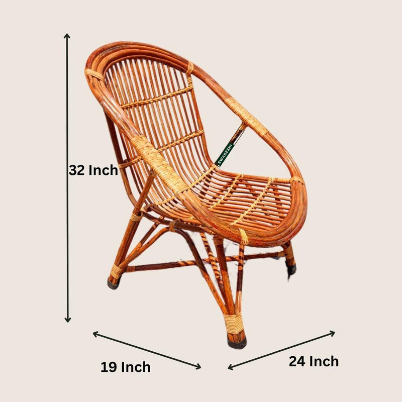 Swadeshi Bamboo Cane Rattan Arm Designer Chair (Set of 2) for Home, Office, Restaurant, Hotel, Garden & Balcony - swadeshibamboo