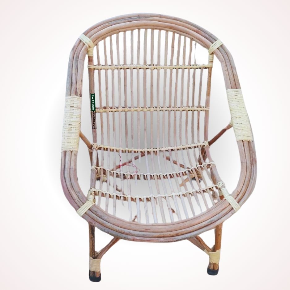 Swadeshi Bamboo Cane Rattan Arm Designer Chair(Set of 1) for Home, Office, Restaurant, Hotel, Garden & Balcony