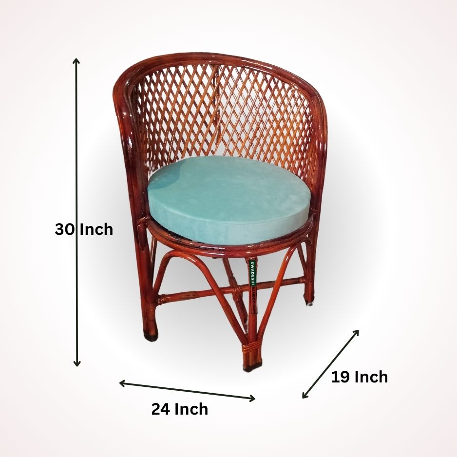 Swadeshi Bamboo Cane Rattan  Arm Designer Jali Chair for Home, Office, Garden & Balcony (Set of 1 chair)