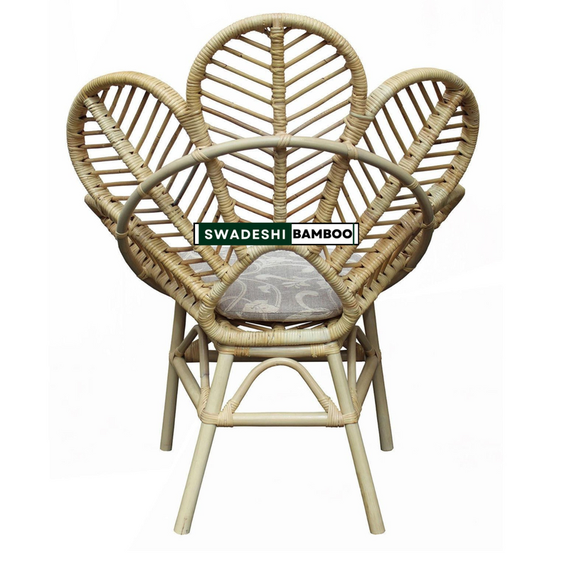 Flower Design Bamboo Cane Chair for Garden