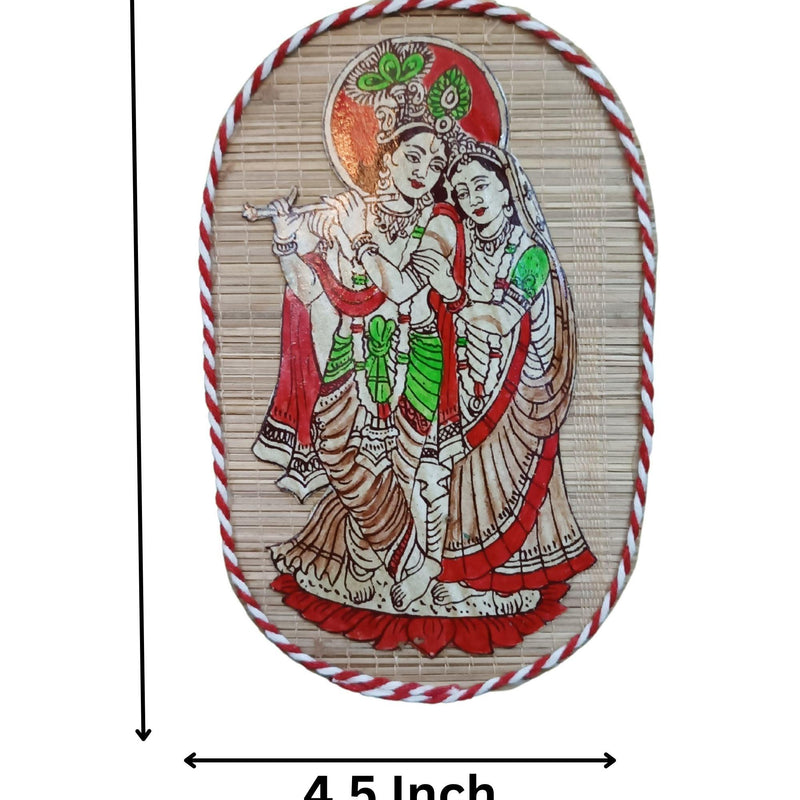 Handicraft Bamboo Mat Wall Décor(Radha krishna) 