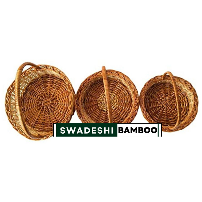  Handwoven Bamboo wicker handle basket