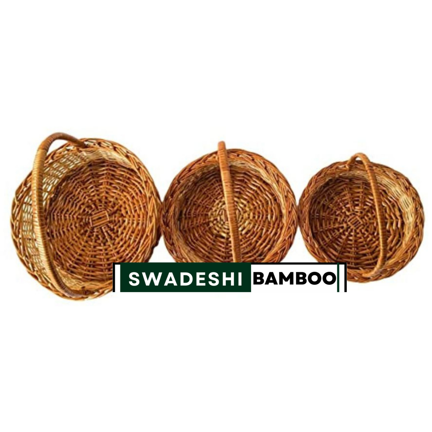  Handwoven Bamboo wicker handle basket