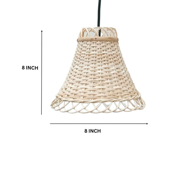 Handwoven Bamboo Cane Hanging Bell Shaped Lamp Shade - swadeshibamboo