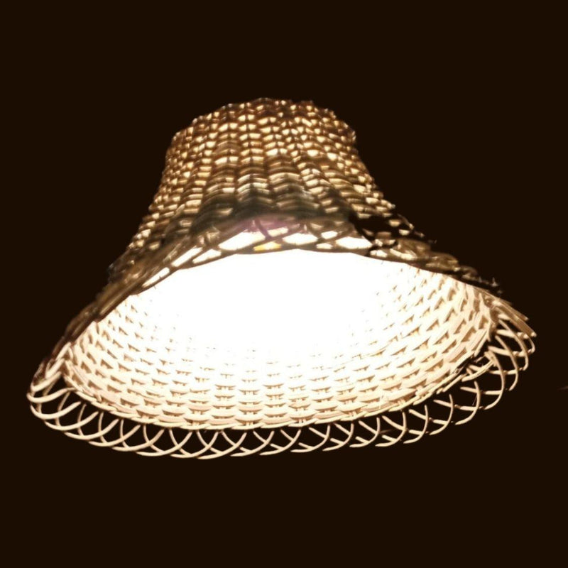 Handwoven Bamboo Cane Hanging Bell Shaped Lamp Shade - swadeshibamboo