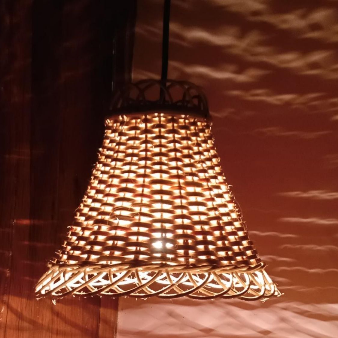 Handwoven Bamboo Cane Hanging Bell Shaped Lamp Shade