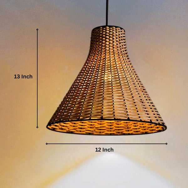 Handwoven Bamboo Cane Hanging Lamp Shade for Home - swadeshibamboo