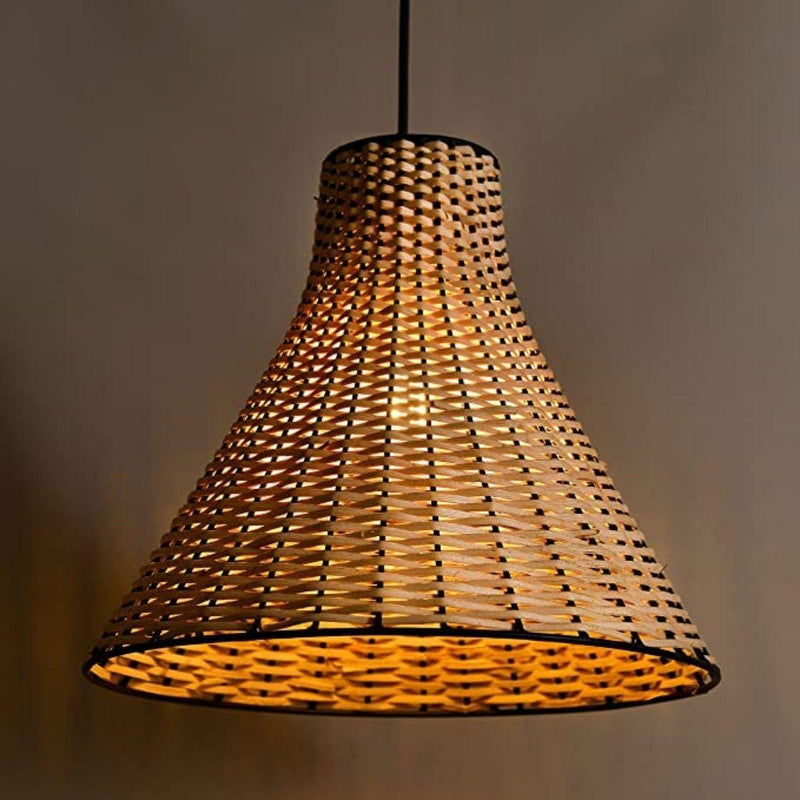 Handwoven Bamboo Cane Hanging Lamp Shade for Home - swadeshibamboo