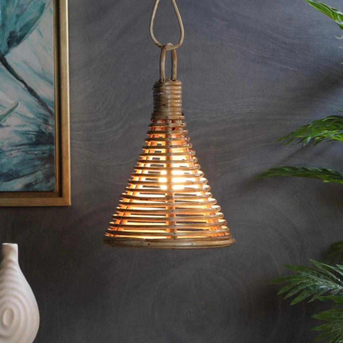 Bamboo Cane Bell Shaped Lamp Shade