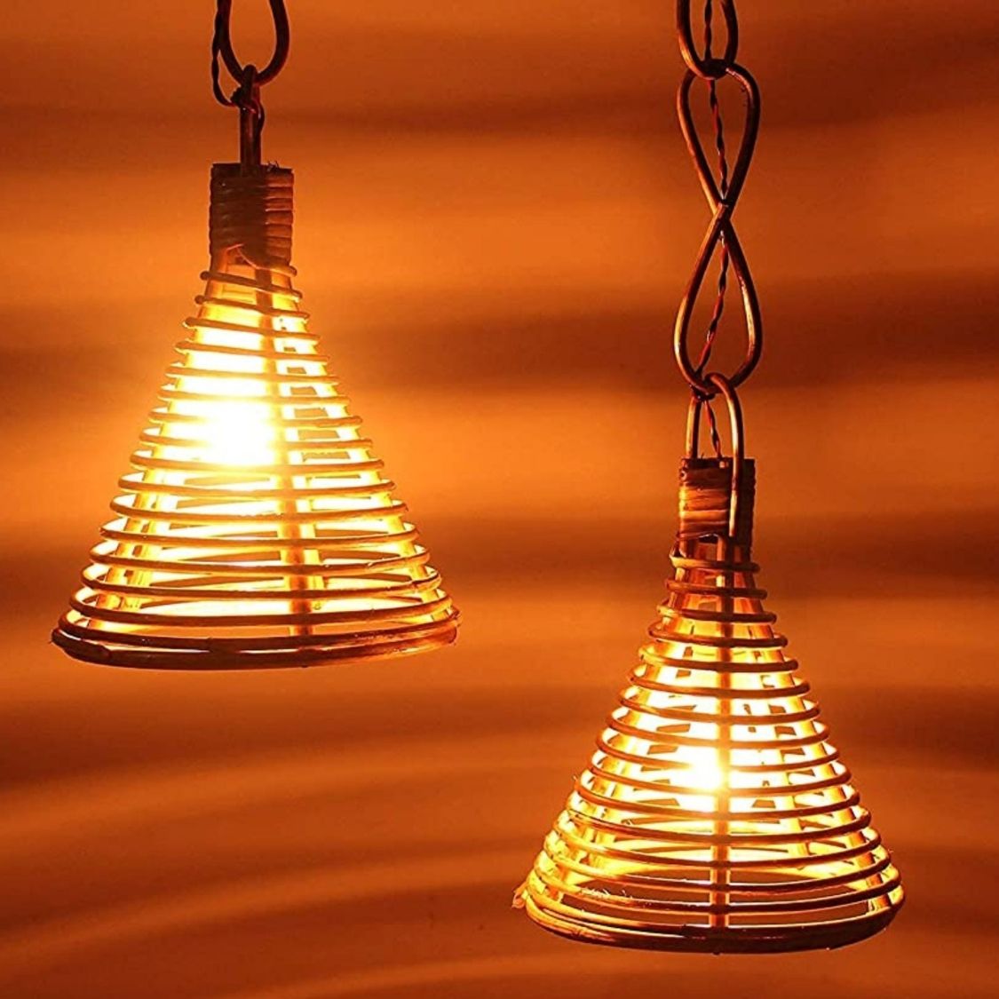 Bamboo Cane Lamp Shade for Home decoration Bell Shaped | Set of 2