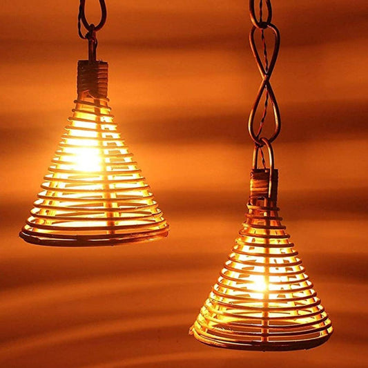 Bamboo Cane Lamp Shade for Home decoration Bell Shaped | Set of 2 - swadeshibamboo