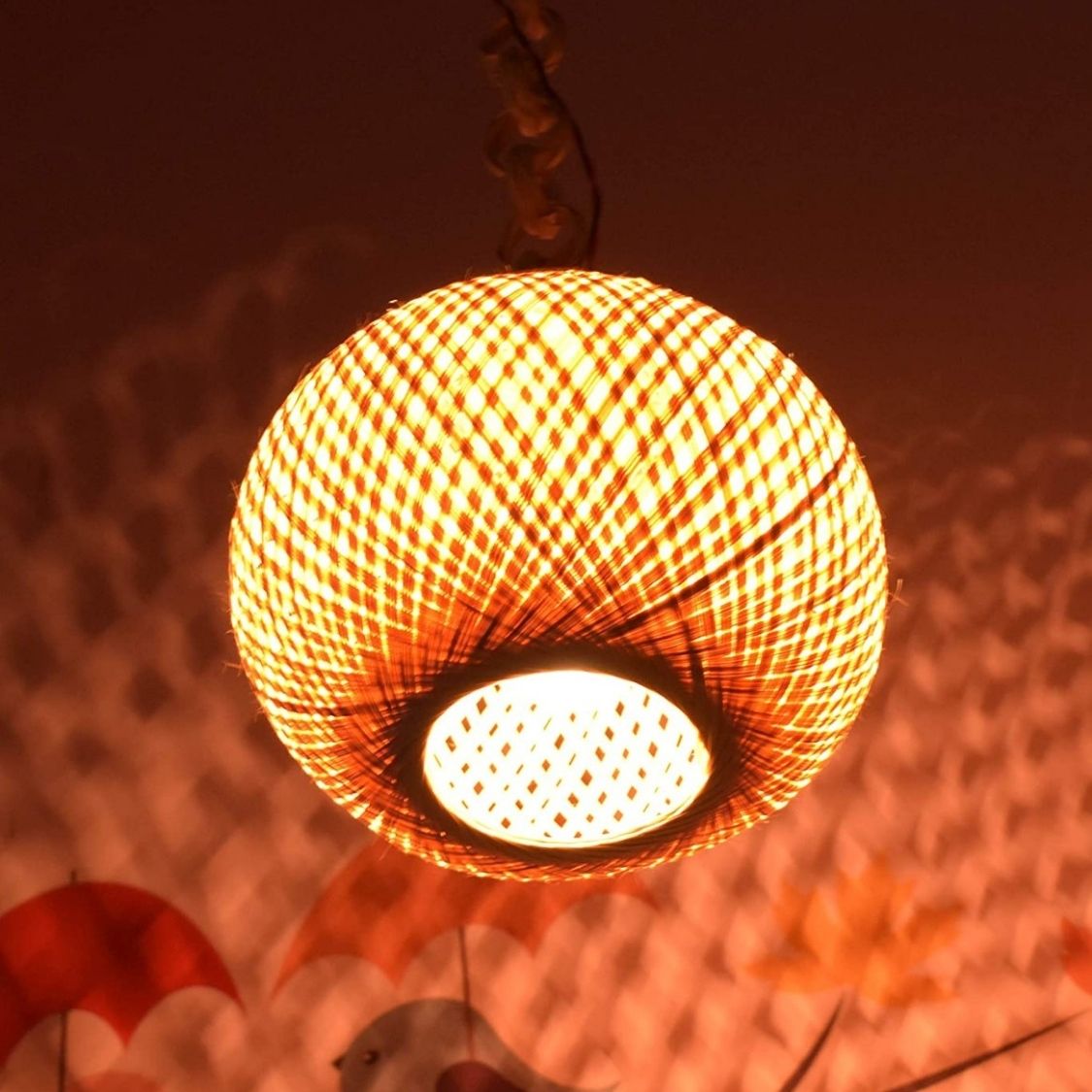 Bamboo Hanging Lamp Shade | Round Shaped | Set of 2