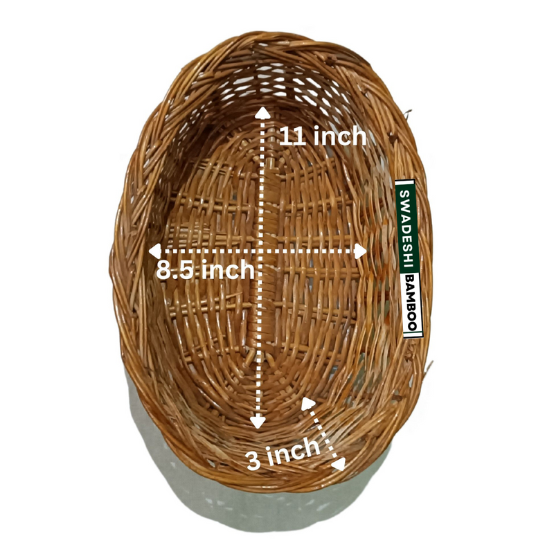 Oval Shaped Bamboo Multipurpose Handmade Basket Set of 2