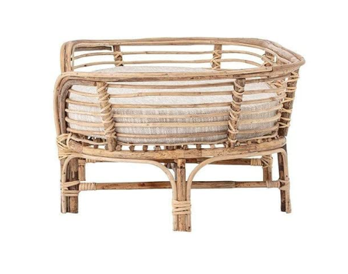 Pet Bed for Dogs and Cats I Bamboo Cane Pet Bed I Rattan Dog Bed with Cushion