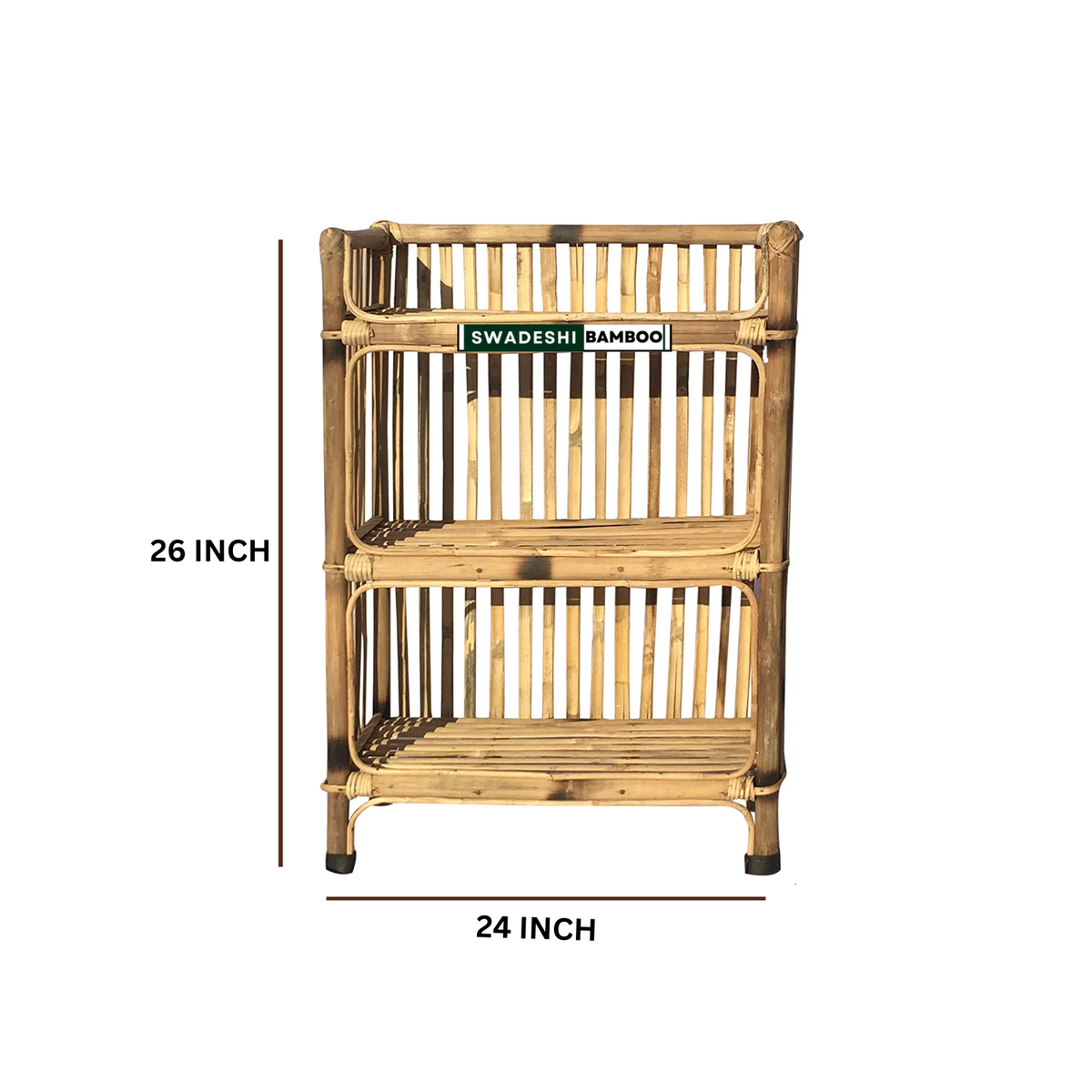 Cane Book Rack Rattan Cane wooden 3 Shelves Bookshelf | Home Deco, Office Files ...
