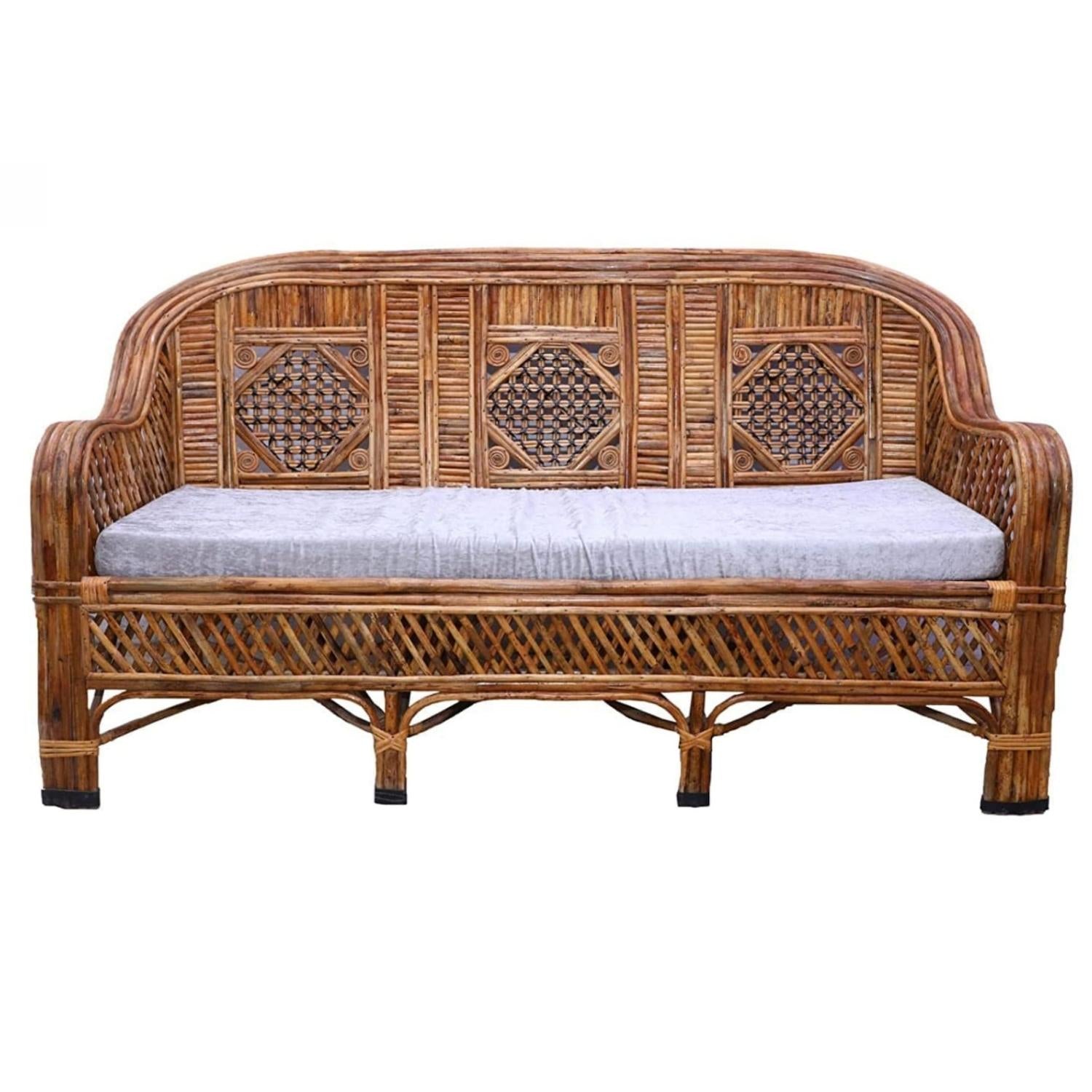 Cane Rattan Bamboo 5 Seater Kite Sofa Set with Table For Home and Garden