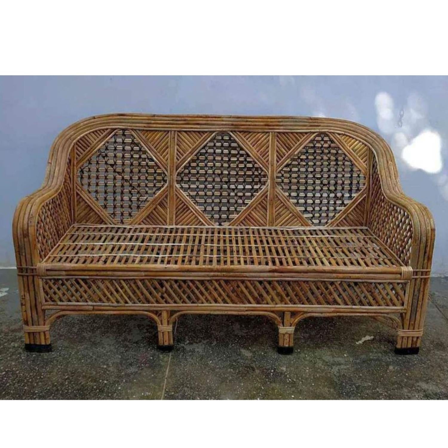 Cane Rattan Bamboo 3 Seater Designer Sofa Set For Home, Office and Garden