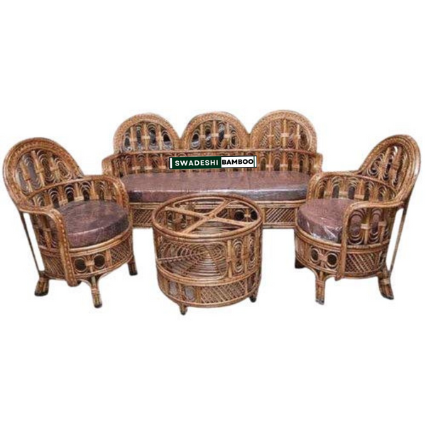 Bamboo 5 Seater Designer Sofa Set with table