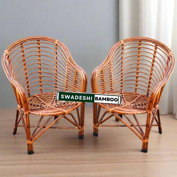 Swadeshi Bamboo Cane Rattan Arm Designer Heena Chair for Home, Office